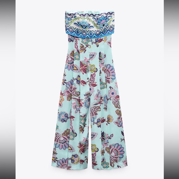 ZARA- STRAPLESS PRINTED JUMPSUIT - Picture 2 of 6